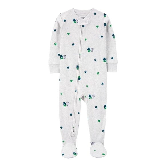 Baby St Patricks Day Footie Pajamas 2T Lucky Little One NWT Cotton Sleepwear - Picture 1 of 5
